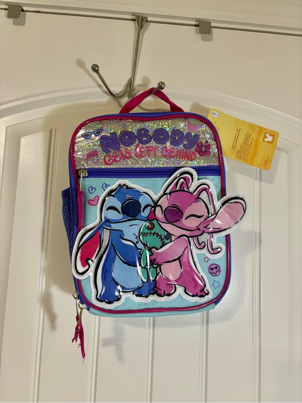 Disney Lilo & Stitch Pink & Blue Kids Backpack with Glitter